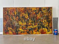 Ancien Vintage Old MID Century Modern Chunky Abstract Peinture À L'huile, 1960s