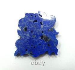 Ancien Vintage Vieux Chinois Lapis Lazuli Sculpté Cherub Lettre C Pendentif