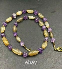 Ancien collier de perles en agate améthyste antique vintage
