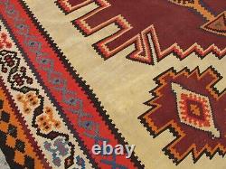 Ancien tapis kilim vintage antique, tapis oriental en laine turque caucasien jaune 6x10