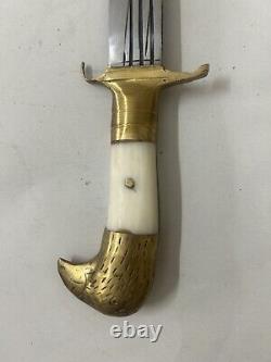 Ancienne Collection Antique Brass Dagger Deer Hilt Peshkab Damas Ancienne Collection Rare 26