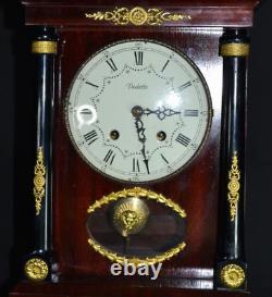 Ancienne Horloge Mantel Vedette Bureau Enamel France Cadran Bronze Clé Rare Vieux 20ème