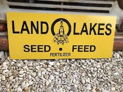 Ancienne Old Style Land O Lakes Agricultural Seed Feed Sign
