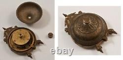 Ancienne Réception De Table En Bronze Bell Dragon Sound Key Winder Spike Rare Old 19th