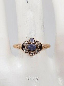 Ancienne Victorienne Des Années 1860 Vieille Mine Taillée Diamant Alexandrite 14k Bague En Or Jaune