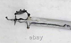 Ancienne Vintage Damas Épée Très Large Acier Au Carbone Vieille Rare Collectionnable