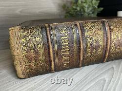 Ancienne Vintage Rare Sainte Bible Vieux Et Nouveau Testaments 1858 Rév. John Mcfarlane