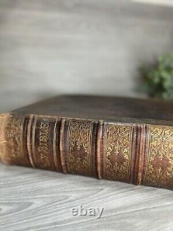 Ancienne Vintage Rare Sainte Bible Vieux Et Nouveau Testaments 1858 Rév. John Mcfarlane