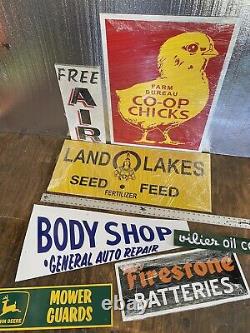 Ancienne Vintage Vieux Style Agricole Panneaux Blemish Bundle #5 7 Sign Lot