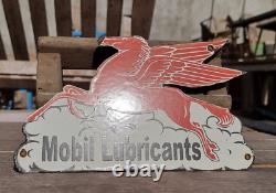 Ancienne affiche en émail de porcelaine rare de gargoyle de cheval Mobil Oil de collection