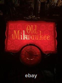 Ancienne enseigne lumineuse horloge de bière Vintage Old Milwaukee