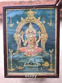 Ancienne estampe vintage de la déesse hindoue Kollur Mookambika et du seigneur Vishnu-Shiva B32