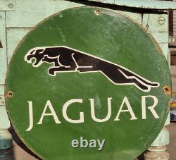 Ancienne plaque en émail de collection de voiture Jaguar ancienne rare antique vintage