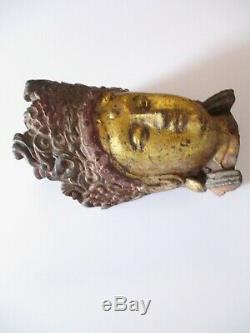 Anciennes Tête De Bouddha Ancien En Fonte Sculpture Statue Asiatique Art Heirloom
