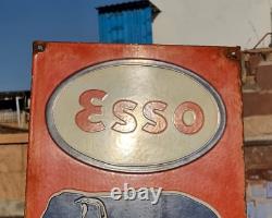 Année 1930 Old Antique Vintage Rare Esso Elephant Kerosene Huile De Porcelaine Enamel Signe