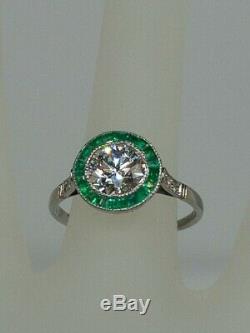 Antique 12 000 $ 2.50ct Emerald Colombienne H Vs2 Old Euro Diamond Ring Platinum