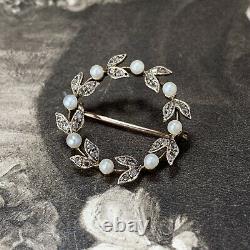 Antique 18ct Gold Old Mine Cut Diamond Brooch, Edwardian Platinum And Pearls