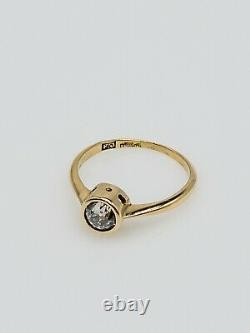Antique 1920.65ct Old Euro Vs2 I Diamond 14k Yellow Gold Bezel Set Wedding Ring