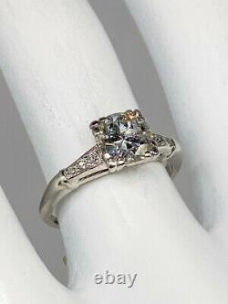Antique 1940s 7000 $ 1,25ct Naturelle Old Euro Si1 I Diamond Platinum Wedding Ring