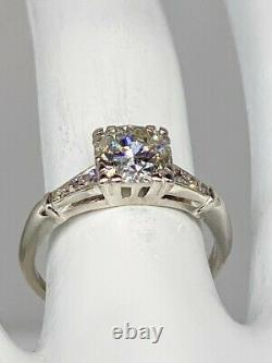 Antique 1940s 7000 $ 1,25ct Naturelle Old Euro Si1 I Diamond Platinum Wedding Ring