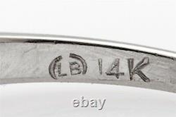 Antique 1940s Signé Lb 1.25ct Old Euro Diamond 14k White Gold Wedding Band Ring