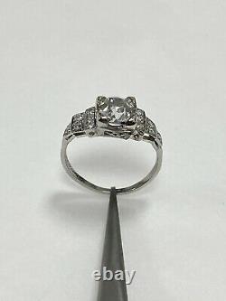 Antique 1.23 Ctw Old Euro Diamond Platinum Ring Art Deco 1.17 Carat Centre