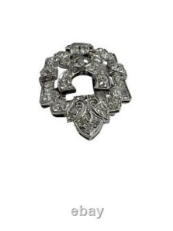 Antique 3 Carats Vieux European Cut Diamonds Brooch Pin Platinum Art Deco 1920s