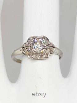 Antique $7000 1,50ct Vieux Euro Vs H Diamond Bande De Mariage Platinum Ring