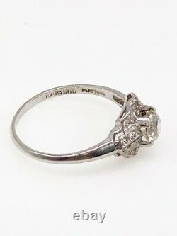 Antique $7000 1,50ct Vieux Euro Vs H Diamond Bande De Mariage Platinum Ring