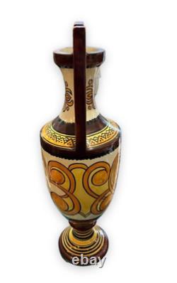 Antique Amphora Vase Quimper Earthenware Art Déco Brown Man Rare Vieux 20ème