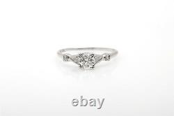 Antique Années 1920 1.25ct Old Mine Cut Diamond Trillion Cut Platinum Wedding Ring
