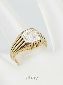 Antique Années 1920 $4500.85ct Old Euro Si1 J Diamond 14k Yellow Gold Mens Ring Band