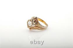 Antique Années 1920 $5000 1ct Old Mine Cut Diamond 14k Yellow Gold Ring Band