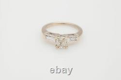 Antique Années 1940 $7000 2ct Old Cushion Cut Diamond 14k White Gold Wedding Ring Set