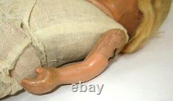 Antique C. 1916 Old American Doll Co. A. D. 21 Tall Blond Wig Straw Stuffed
