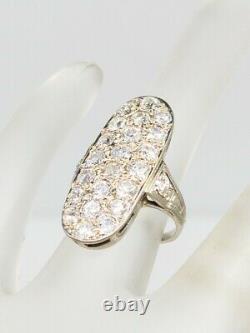 Antique Edwardian 1900s $7000 3ct Old Euro Vs H Diamond Platinum Cluster Ring