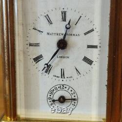 Antique Officier Horloge Matthew Norman Desk London Swiss Key Gild Rare Old 20th