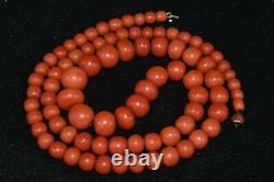 Antique Old Big Natural Momo Perles De Corail Collier 196.0 Grams