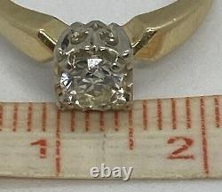 Antique Old Mine Cut Diamond 14k Bague De Fiançailles En Or Sz 4.50 2,34g