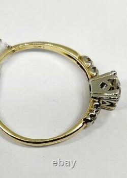 Antique Old Mine Cut Diamond 14k Yellow Gold Engagement Ring Estate Vintage