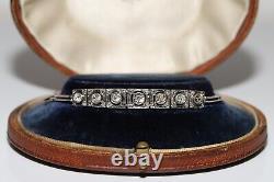 Antique Original Art Deco 14k Gold Top Argent Naturel Old Cut Diamond Bracelet