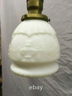 Antique Pendentif Plafond Luminaire Old Milk Glass Shade Vtg 398-19e