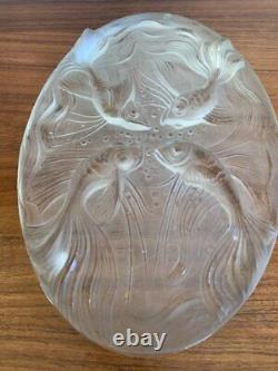 Antique Verlys Oval Glass Fish Plate Art Deco Seringue Dish Decor Rare Old 20th