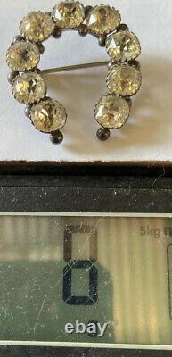 Antique Victorienne Sterling Silver Rare Vieille Mine Coupée En Pâte De Diamant Pinceau De Cheval