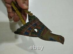 Antique Vinage Tin Toy Rare Old India Bird Squeeze Ailes Rabat