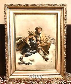 Antique Vintage 1899 Cossack & Peasant Painting Huile/canvas Signé Gramlich Old