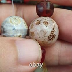 Antique Vintage Himalayan African Carnelian Agate Vieux Collier De Perles En Verre