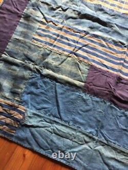 Antique Vintage Japan BORO Old Japanese Indigo Cloth Fabric Patchwork Repairs  <br/>-> 
  <br/>  Antique Vintage Japon BORO Ancien Tissu Indigo Japonais Patchwork Réparations