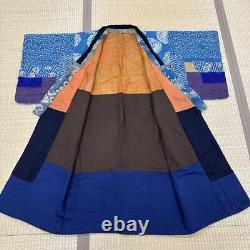 Antique Vintage Japon BORO Vieux Patchs de Kimono en Soie Indigo Japonais L1.2m/47.6