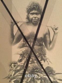 Antique Vintage Old Photo Postcard Australienne Aboriginal Femme Fille Fleur Sauvage
